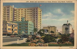 Hotels and Apartments on Ocean Avenue Long Beach, CA Postcard Postcard Postcard