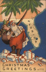 Christmas Greetings from Florida Santa Claus Postcard Postcard Postcard