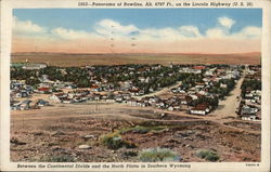 Panorama of City, Alt. 6787 Ft., On The Lincoln Highway (U.S. 30) Rawlins, WY Postcard Postcard Postcard