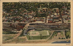 Birds Eye View of Town showing Baseball Field Postcard