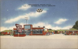 Henderson's Motor Villa and Restaurant Batesburg, SC Postcard Postcard Postcard