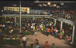 Boardwalk and Pavilion at Night Myrtle Beach, SC Postcard Postcard Postcard