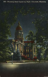 Wyoming State Capitol By Night Cheyenne, WY Postcard Postcard Postcard