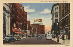 Looking Down Merrimack Street Postcard