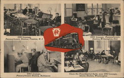 USO Lounges in Pennsylvania Railroad Stations World War II Postcard Postcard Postcard