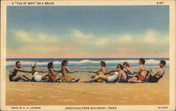 Greetings - A "Tug of War" on a Beach Beaumont, TX Postcard Postcard Postcard