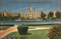 West High School from the Sunken Gardens Denver, CO Postcard Postcard Postcard