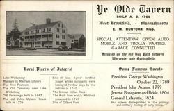 Ye Olde Tavern, Built 1760, E. M. Huntoon, Prop. West Brookfield, MA Postcard Postcard Postcard