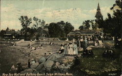 New Sea Wall and Bathing Beach, Salem Willows Massachusetts Postcard Postcard Postcard