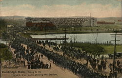 Going to the Harvard-Yale Game, Showing the Stadium Cambridge, MA Postcard Postcard Postcard