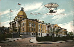 State House and Hooker Monument - Poole Pianos Postcard