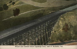 Flume and Trestle Below Lagrange Dam, East of Town Postcard