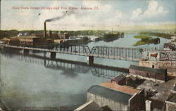 New York Street Bridge and Fox River Aurora, IL Postcard Postcard Postcard