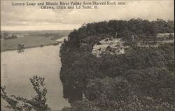 Lovers Leap and Illinois River Valley from Starved Rock near Utica Postcard