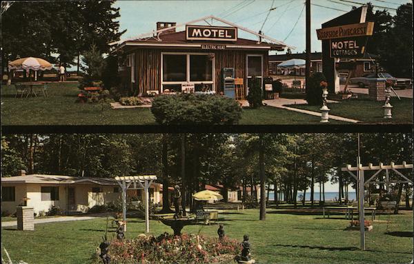 Surfside Pine Crest Motel Cottages Oscoda Mi Postcard