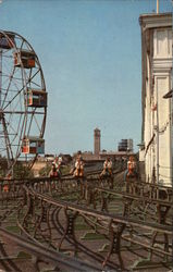 Steeplechase Park, The Steeplechase and Ferris Wheel Coney Island, NY Postcard Postcard Postcard