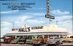 Hall's Drive-In Restaurant Fresno, CA Postcard Postcard Postcard