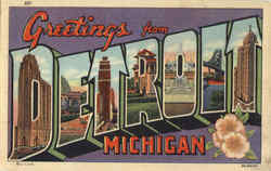 Greetings From Detroit Michigan Postcard Postcard