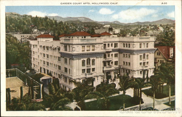 Garden Court Apartments Hollywood CA Postcard