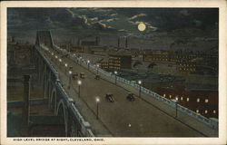 High Level Bridge at Night Cleveland, OH Postcard Postcard Postcard