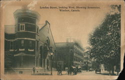 London Street, Looking West, Showing Armouries, Windsor, Canada Postcard