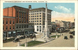 Confederate Monument and Richmond Hotel Augusta, GA Postcard Postcard Postcard