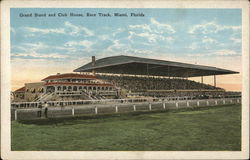 Grand Stand and Club House, Race Track Miami, FL Postcard Postcard Postcard