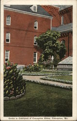 Grotto in Courtyard of Conception Abbey Postcard