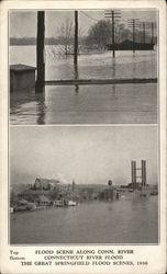 Flood Scene Along Connecticut River Postcard