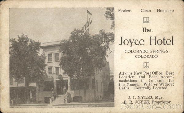 colorado springs t-shirts make CO Joyce Colorado Hotel Postcard The Springs,