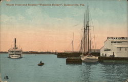 Water Front and Steamer "Frederick Debary" Postcard