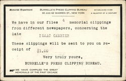 Burrelle's Press Clipping Bureau Notecard Postcard