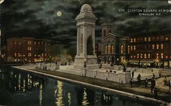 Clinton Square at Night Postcard