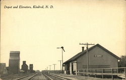 Depot and Elevators Kindred, ND Postcard Postcard Postcard