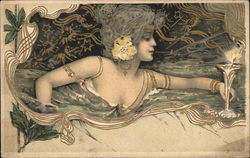 Beautiful Woman Art Nouveau Postcard Postcard Postcard