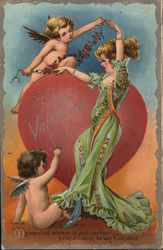 Woman with Cupids Postcard