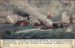 Battle of the Monitor and the Merrimac Civil War Postcard Postcard Postcard