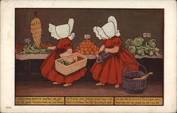 Sunbonnet Twins - On Saturday morn Postcard