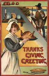 Thanksgiving Greeting Pilgrims Postcard Postcard Postcard