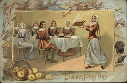 Thanksgiving Day Pilgrims Postcard Postcard Postcard