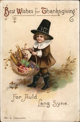 Best Wishes for Thanksgivong Pilgrims Postcard Postcard Postcard