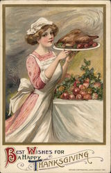 Best Wishes for a Happy Thanksgiving Women Postcard Postcard Postcard