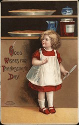 Girl with a Knife Looks at a Pie Children Postcard Postcard Postcard