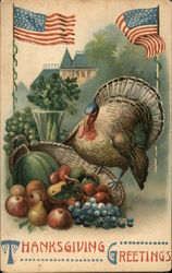 Thanksgiving Greetings Patriotic Postcard Postcard Postcard