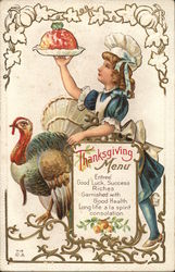 Thanksgiving Menu Turkeys Postcard Postcard Postcard