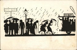 People waiting at a tram stop Postcard