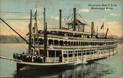 Excursion Boat J S on Mississippi River Riverboats Postcard Postcard Postcard