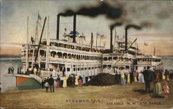 Steamer "J.S.", Steamer "W.W." and Barge Steamers Postcard Postcard Postcard