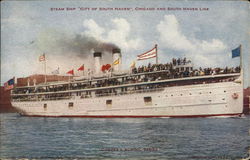 Steam Ship "City of South Haven", Chicago and South Haven Line Postcard