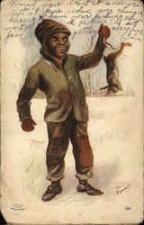 Black Boy Catching Rabbit Postcard